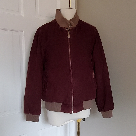 80s burgundy/beige corduroy bomber jacket reversible small - Picture 11 of 11